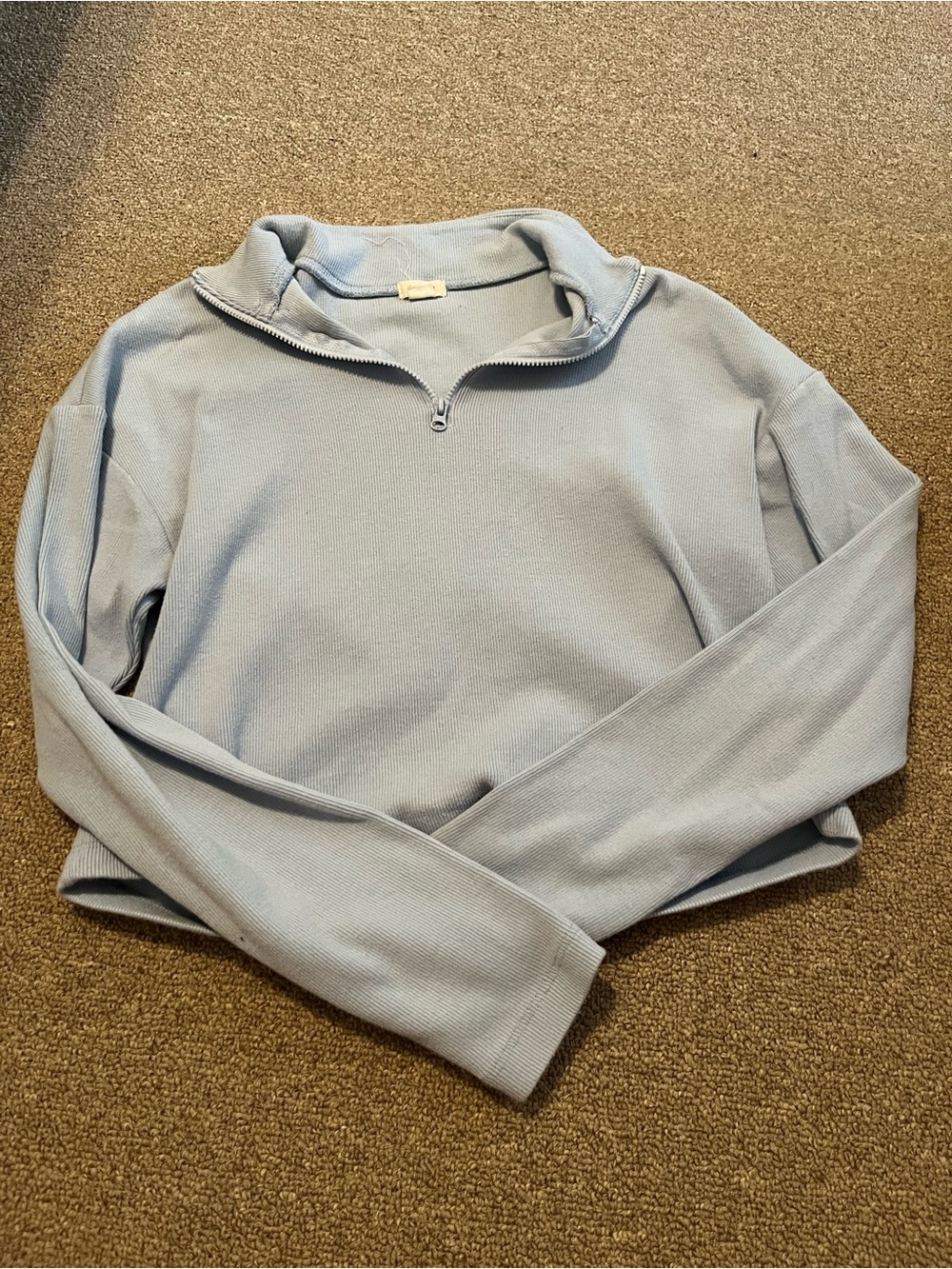Garage Light Blue Cropped Quarter-Zip Crop Top